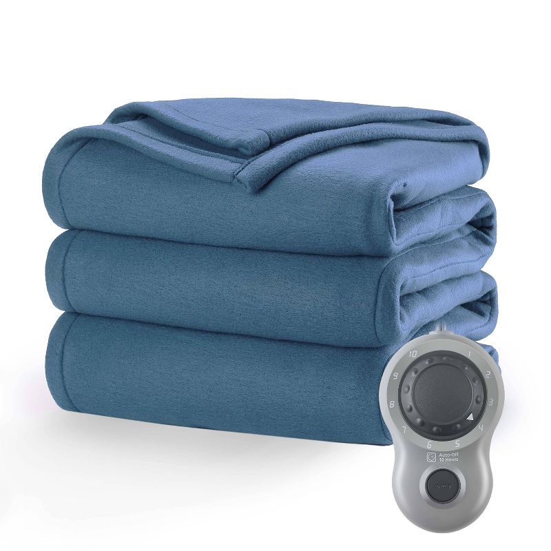 Sunbeam 62&#34; x 84&#34; Twin Nordic Ultra Electric Heated Blanket Newport Blue, 1 of 8