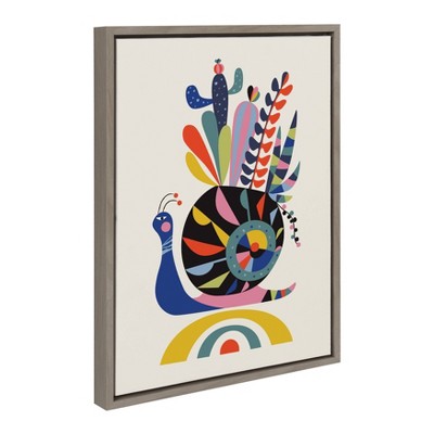 Gray Abstract Animal Print on Canvas with Polystyrene Frame