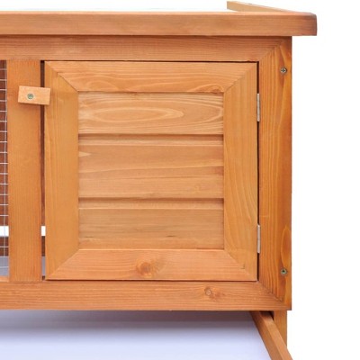 Natural Pine Wood Outdoor Chicken Coop with Iron Wire Mesh