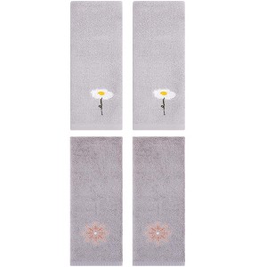 REGALWOVEN 4 Pcs Cotton Soft Absorbent Floral Pattern Hand Towel 13" x 30" - 1 of 4