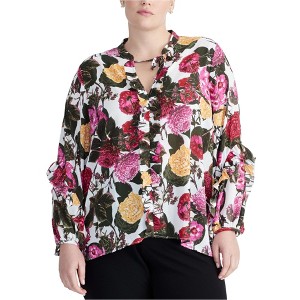 Rachel Roy Womens Floral Print Ruffled Blouse - 1 of 1