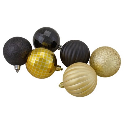 Northlight 100ct Shatterproof 3-Finish Christmas Ball Ornament Set 2.5" - Black/Gold