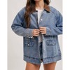 Women's Denim with Corduroy Collar Contrast Barn Coat Jacket - BluIvy - 2 of 4