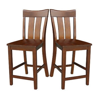 Ava Espresso 24" Solid Wood Counter Height Stool