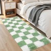 Ultra-Soft Shaggy Carpet Runner with Non-Slip Backing, Modern Checkerboard Hallway Rug, Luxurious Fuzzy - 2 of 4