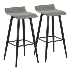 Set of 2 Ale Polyester/Steel Barstool Black/Gray - LumiSource: Modern Design, Herringbone Pattern, 29" Fixed Height - 1 of 4