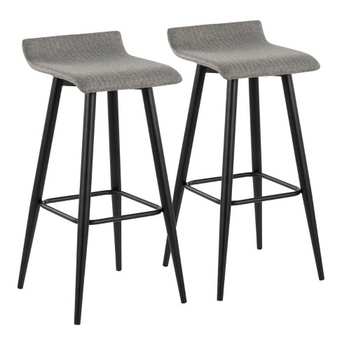 Set of 2 Ale Polyester/Steel Barstool Black/Gray - LumiSource: Modern Design, Herringbone Pattern, 29" Fixed Height - image 1 of 4