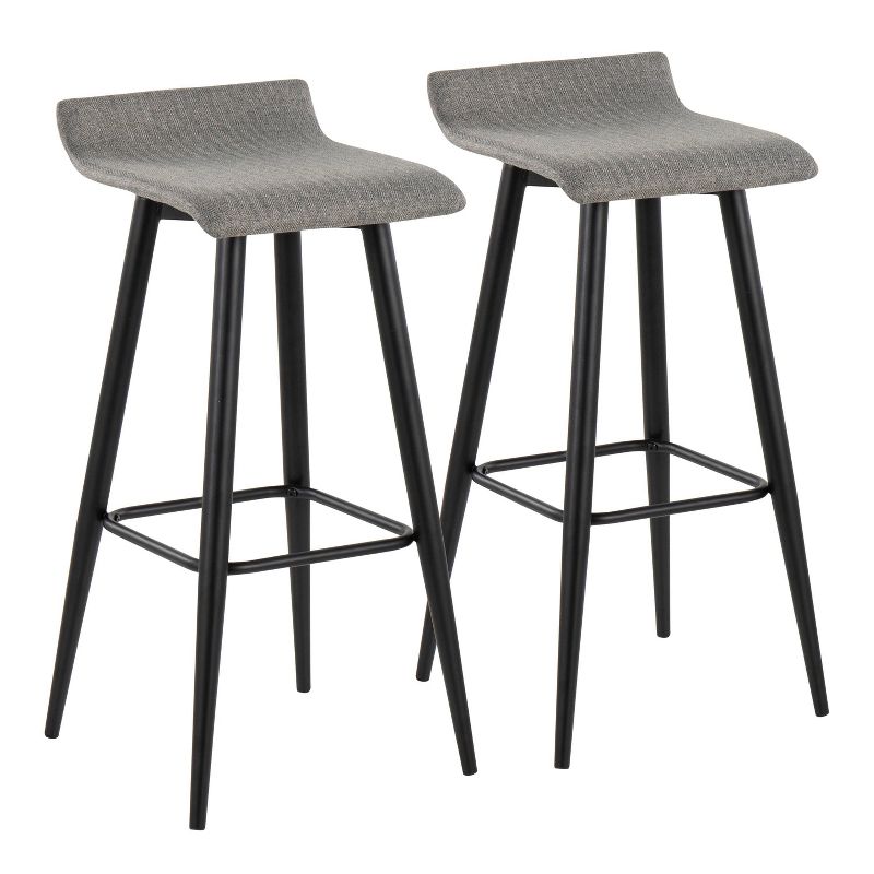 Set of 2 Ale Polyester/Steel Barstool Black/Gray - LumiSource, 1 of 12