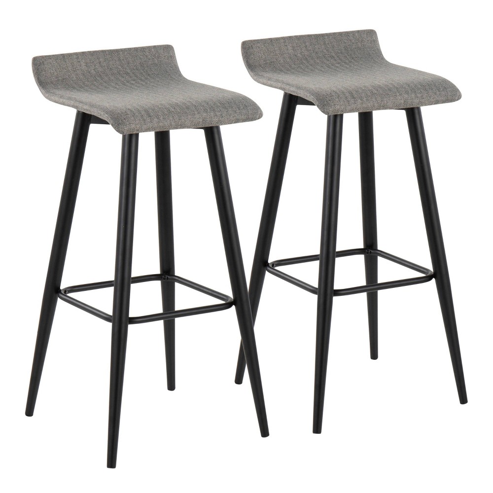Photos - Chair Set of 2 Ale Polyester/Steel Barstool Black/Gray - LumiSource