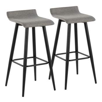 Set of 2 Ale Polyester/Steel Barstool Black/Gray - LumiSource