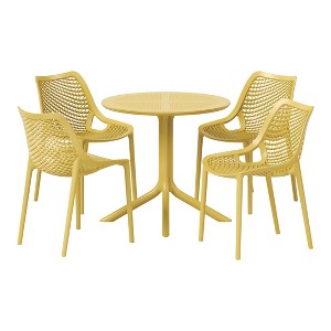WestinTrends Playa 5-Piece Modern Round Patio Dining Table Set with Stackable Patio Dining Chairs - 1 of 4