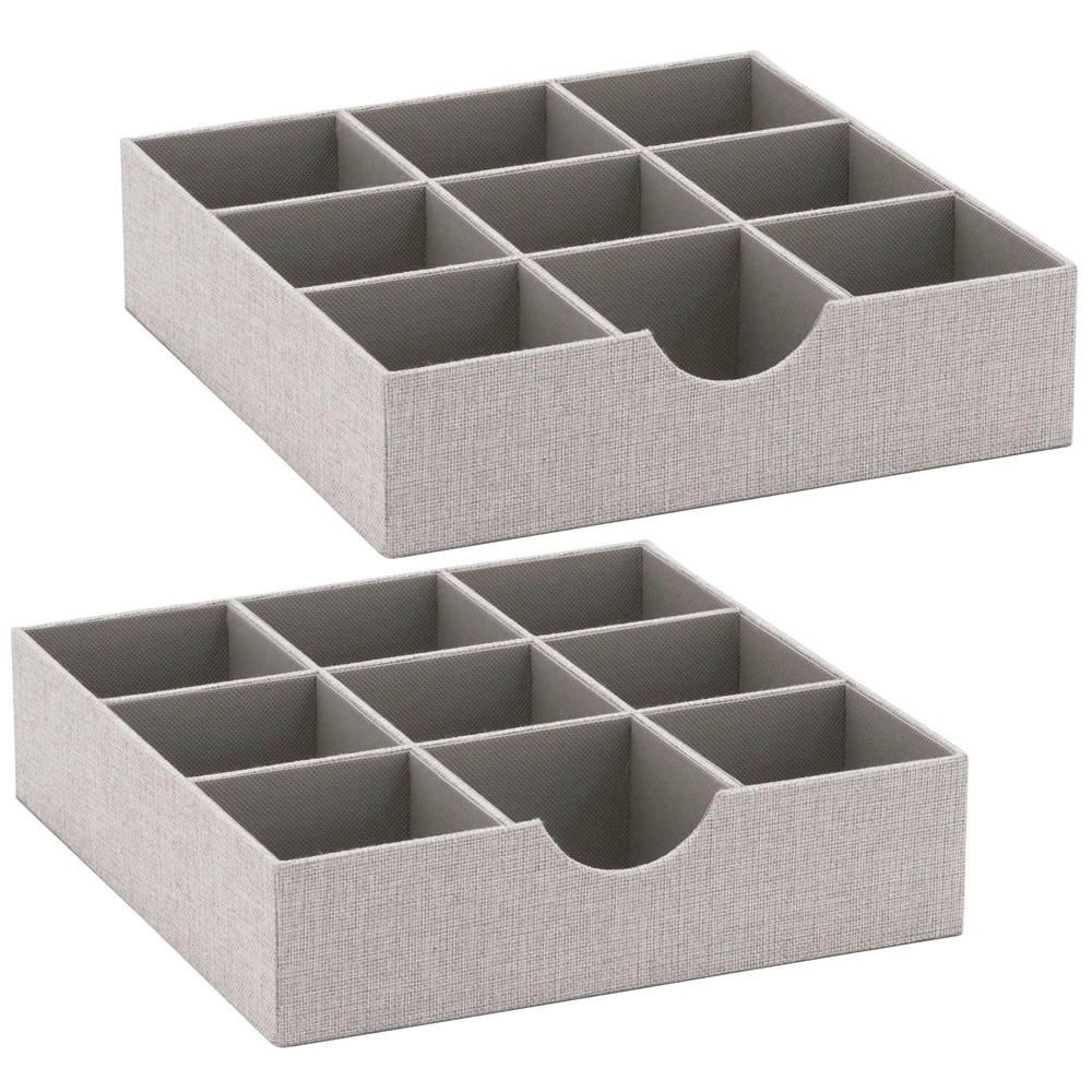 Household Essentials 9 Section Hard-Sided Drawer Organizer Silver: Sock & Clothes Drawer Dividers, Dresser Organizer