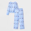 Girls' 2pc Lilo & Stitch Holiday Cozy Pajama Set with Socks - Blue - 2 of 4