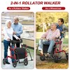 Costway Rollator Walker with Seat Folding Walker with 8-inch Wheels Supports up to 350lbs Black/Red/Blue - 4 of 4