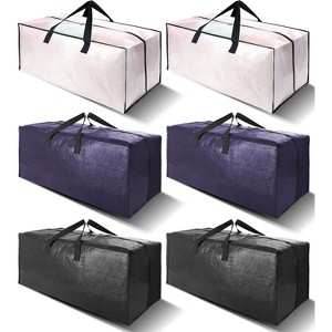 6/12pack Heavy Duty Extra Large Moving Bags W/Backpack Straps - Strong Handles & Zippers - 1 of 4