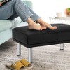 Costway Ottoman Footrest Stool PU Leather Rectangular Seat w/Metal Legs Brown/Black - 4 of 4