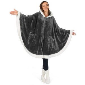 PAVILIA Angel Wrap Hooded Blanket for Women Adult, Wearable Cozy Wrap Throw Fleece Shawl Cape - 1 of 4