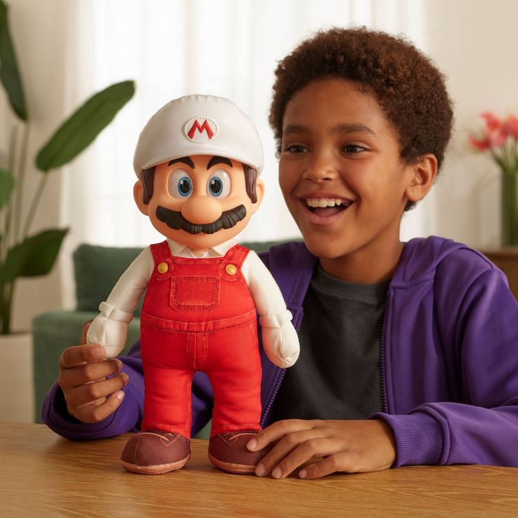 The Super Mario Galaxy Movie – 14" Posable Plush – Fire Mario, 3 of 5