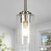 LNC Classic 1-Light 3.9" Transitonal Cylinder Mini Glass Pendant Lights, Chrome with Seeded Glass - 2 of 4