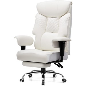 COMHOMA Big and Tall Office Chair 400lbs High Back Chair with Ergonomic Lumbar Support, Leather Executive Chair with Footrest - 1 of 4