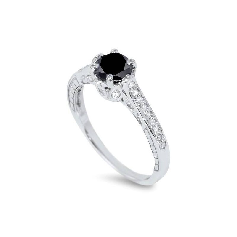 Pompeii3 1 1/4ct Vintage Black Diamond Engagement Ring 14K White Gold, 3 of 6