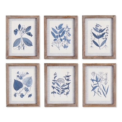 Plum & Post Blue Leaf Petite Prints, Set Of 6
