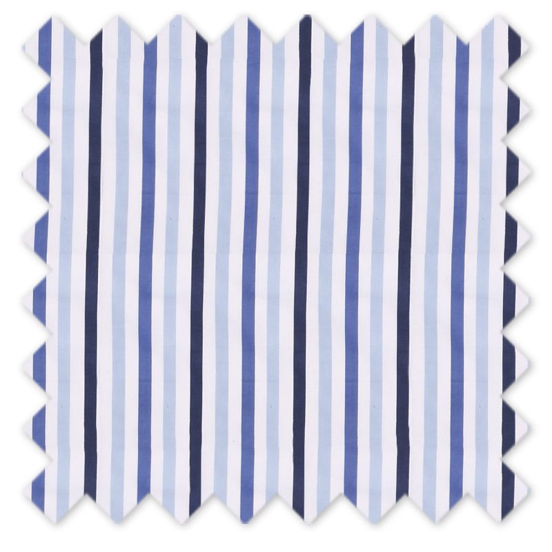 Bacati - Pin Stripes Blue Navy 100 percent Cotton Universal Baby US Standard Crib or Toddler Bed Fitted Sheet, 5 of 7