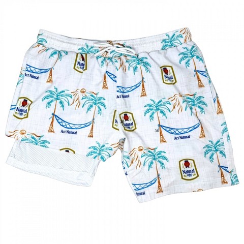 Natural Light Mens Natural Light Island Life Tropical Bros. Swimsuit - 2XLarge