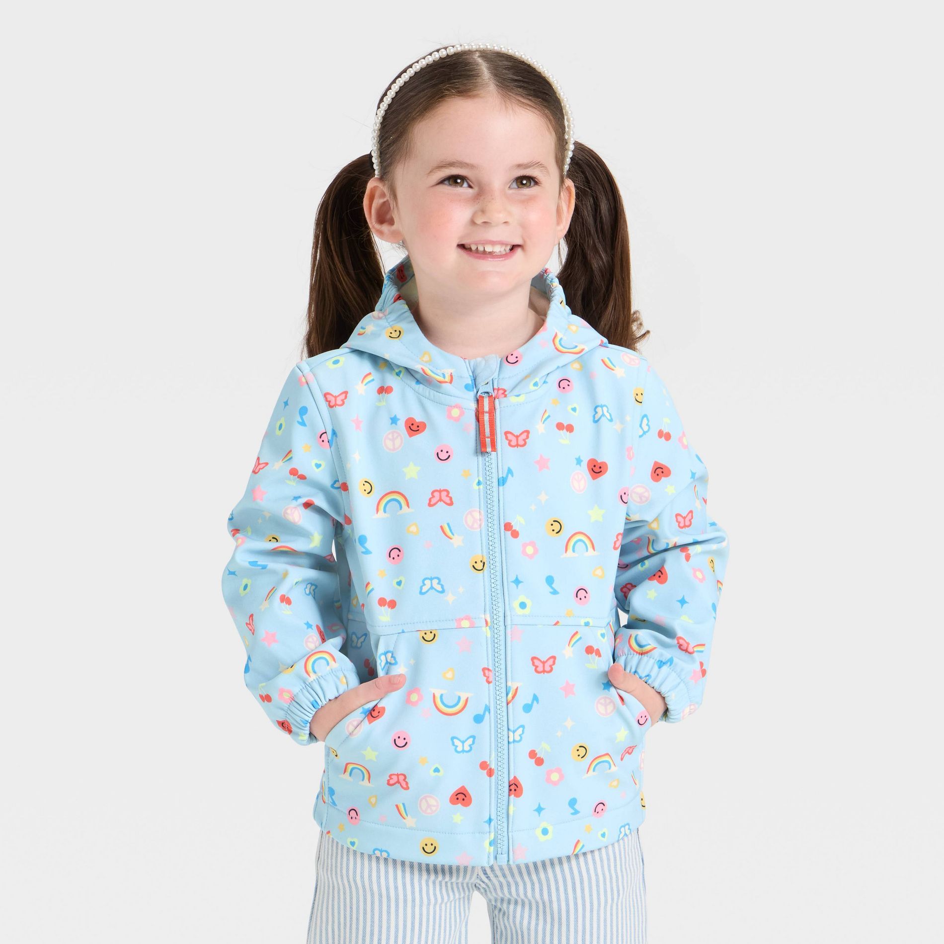 Toddler Girls' Full Zip Friendship Bracelet Charm Softshell Jacket - Cat & Jack™ Blue