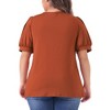 Agnes Orinda Women's Plus Size Puff Short Sleeve Crew Neck Pleated Tunic Blouses - 4 of 4