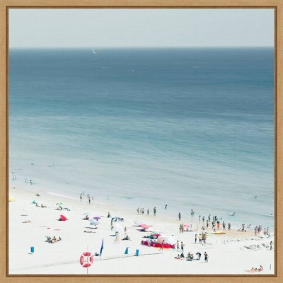 16" x 16" Sesimbra II Beach by Ingrid Beddoes Framed Canvas Wall Art - Amanti Art