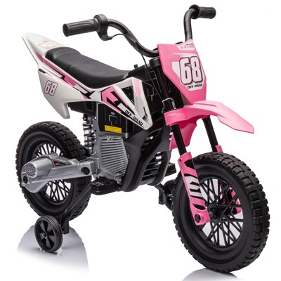 12V Electric Dirt Bike, Kids Electric Motorcycle with 25W*2 Motor, Twist Grip Throttle, Training Wheels, Spring Suspension