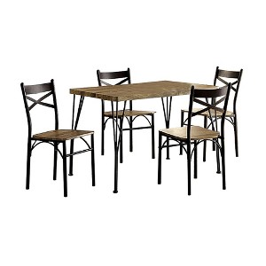 Simple Relax 5 Piece Dining Table Set in Dark Bronze and Natural - 1 of 4