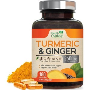 Turmeric Curcumin with BioPerine 2600mg with Ginger & Black Pepper Capsules - 60 Capsules;120 Capsules;180 capsules;240 Capsules - 1 of 4