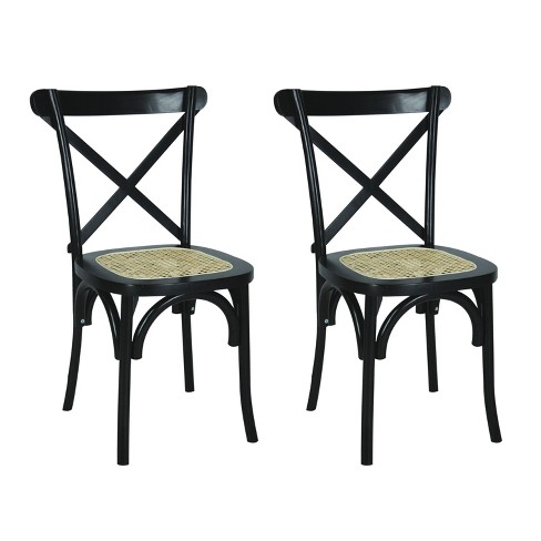 Cassis Classic Traditional X back Wood Rattan Dining Chair Black natural set Of 2 Jonathan Y Target