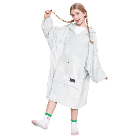 Catalonia Oversized Blanket Hoodie Sweatshirt For Kids Wearable Fleece Pullover With Large Front Pocket Teen Boys Girls Gift Dove Grey Target