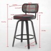 Swivel Counter Stools,PU Leather Upholstered Bar Stools with Walnut Wood Legs,Rattan Back Counter Bar Stools for Kitchen Island-Coolbibila - 4 of 4