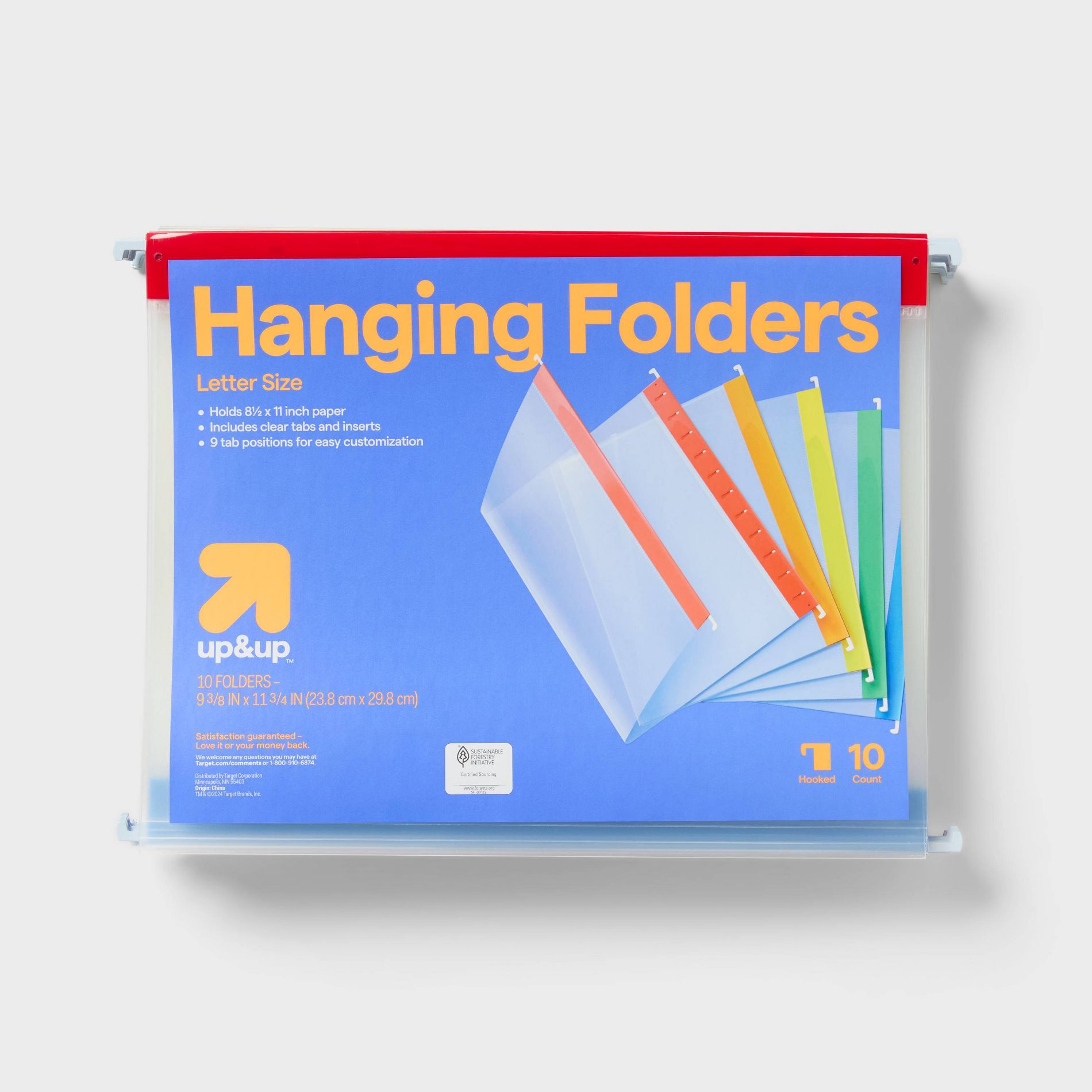 10ct Hanging File Folders Letter Size Multicolor - up&up™: Plastic Filing, Polypropylene, Clear Cover, 12 Sheet Capacity