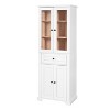 YOOCOZZ 67.2 Inch Bathroom Storage Cabinet with Tempered Glass Doors, Adjustable Shelves & Drawer, Freestanding Linen Tower, Soft-Close Design - 3 of 4