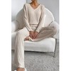 V For City Women's Fall/Winter Ribbed Knit Loungewear Set Loose V-Neck Top & Straight-Leg Pants Pajama Set - 4 of 4