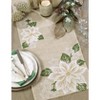 Saro Lifestyle Embroidered Poinsettia Runner, Natural, 16" x 70" - 3 of 3