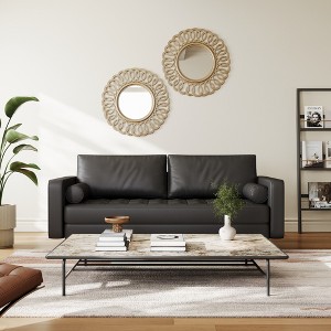 Tree City - 70" Faux Upholstered Mid-Century Modern Leather Square Arm Sofa - 1 of 4