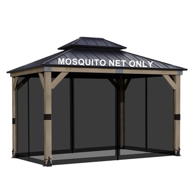 Aoodor Gazebo Replacement Netting Screen, Universal Gazebo 4-Panel Mosquito Net Sidewalls with Double Zippers for Outdoor Patio