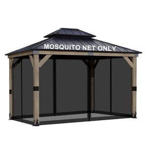 Aoodor Universal 10 x 13 ft. Gazebo Replacement Mosquito Netting Screen 4-Panel Sidewalls with Double Zipper (Only Netting) - 1 of 4