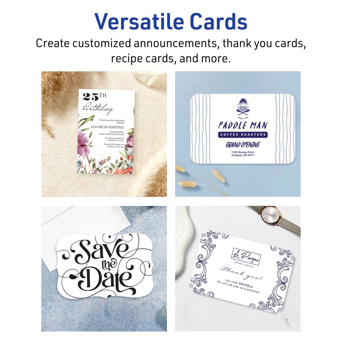 Avery Matte White Postcards, 6" x 9" Rectangle Flourished Edge - thumbnail 3