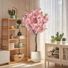 Tall Artificial Cherry Blossom Tree, Faux Flower Tree with Realistic Leaves and Trunk, Fake Potted Blossom Tree for Home Office Indoor Outdoor - 4 of 4