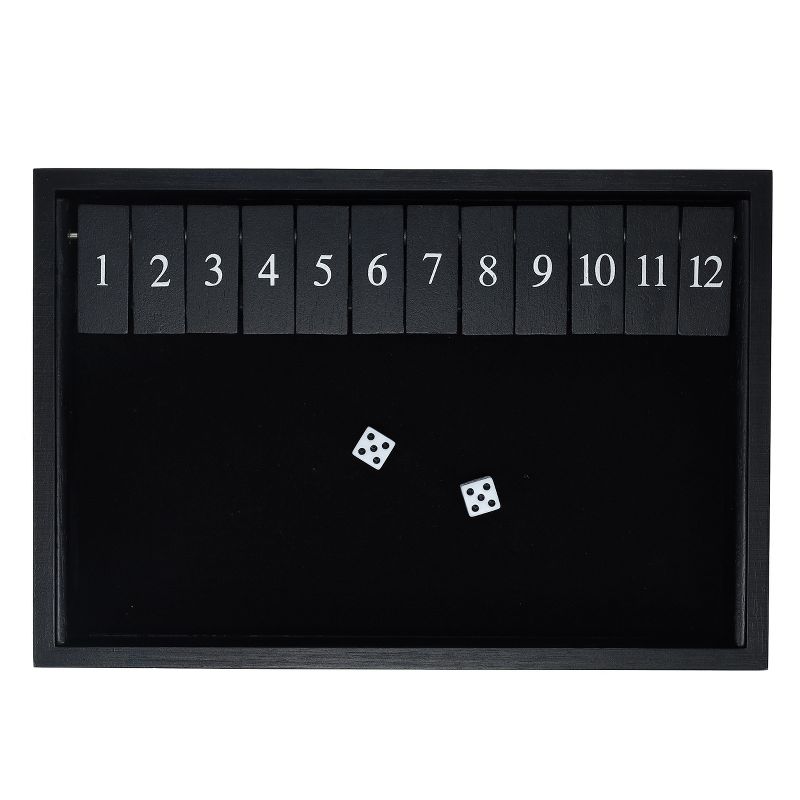 WE Games 12 Number Shut the Box Board Game, Black Stained Wood, 13.5 in., 4 of 10