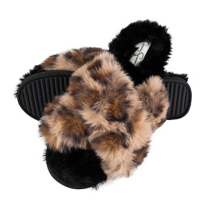 Jessica Simpson Womens Cross Band Plush Slide Slipper Slide - 1 of 4