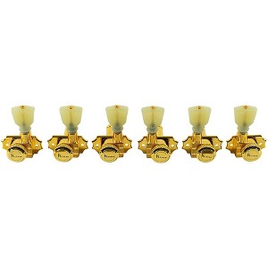 Kluson 3 Per Side Locking Revolution Series G-Mount Non-Collared Pearloid Keystone Tuning Machines Gold - 1 of 1