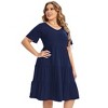 Coolmee Womens Summer Maxi Dress Plus Size Casual  Short Sleeve Ruffle Tiered V Neck Swing Long Sundress - 2 of 4